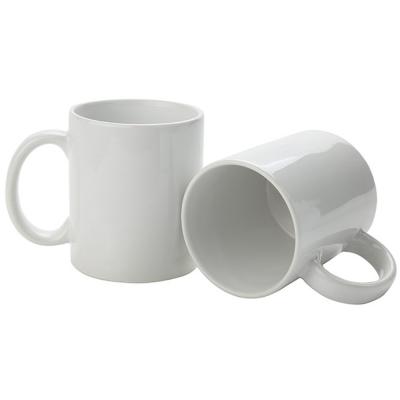 China Best Quality White Wholesale Travel Ceramic Tea Mug, 330ml Thick Wall Sublimation Heat Coffee Porcelain Mug with Handle for sale