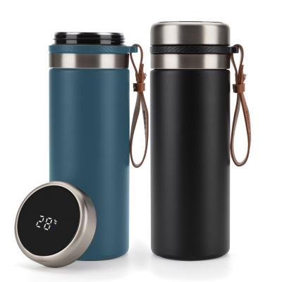 China Tea Infuser Bottle Coffee thermos Smart Sports Water Bottle with LED Display Travel Tea Mug with Stainless Steel Filter for sale