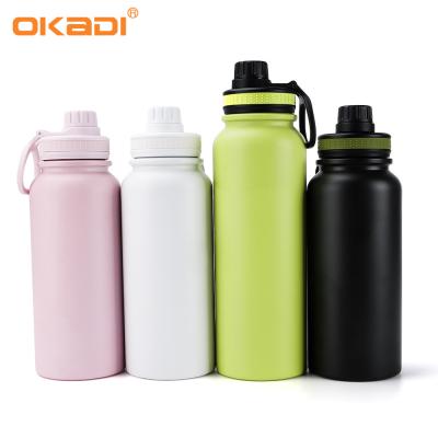 China 32OZ Wholesale Double Wall Stainless Steel Vacuum Insulated Outdoor Flasks Wide Mouth Sports Water Bottle with Replace Lids for sale