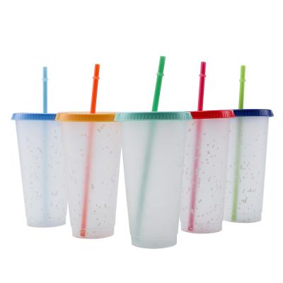 China 2020 Confetti de color cambiante Reutilizables Tazas de bebida fría verano 24 oz Tazas reutilizables en venta