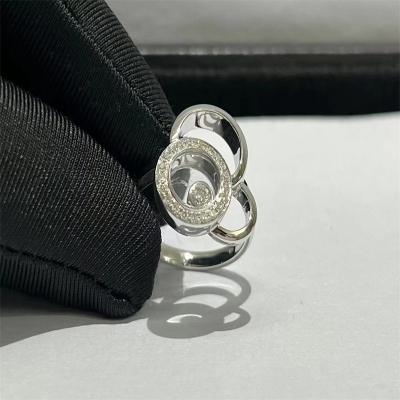 China Qatar Custom Jewelry Chopard Happy Spirit Ring 18k White Gold Diamond Ring for sale