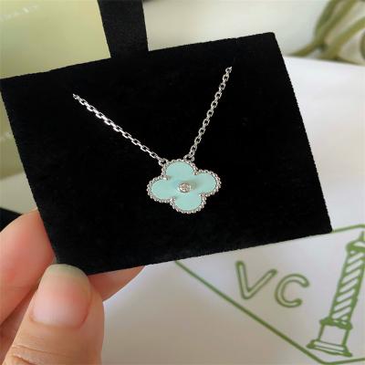 China 15mm Motifs Van Cleef Arples Holiday Pendant Yellow Gold Alhambra Diamond Necklace for sale