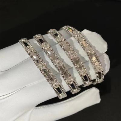 China Pulseira VCA de jóias personalizadas com configuração HK Pulseira de ouro branco 18k com diamantes à venda