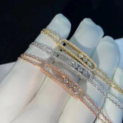 China Jewelry Customized Messika Move Bracelet 18K Yellow Gold With Diamonds 3 Dimonds Moveable Chain for sale