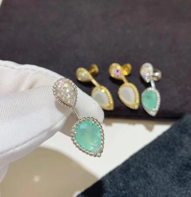 China Push back 18K Gold Diamond Earrings 2 Stones Good Cut Grade Stud for sale