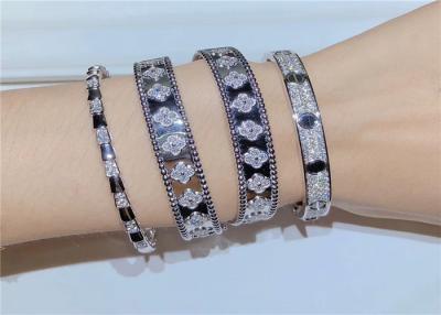 China Van Cleef & Arpels 18K Gold Diamond Bracelet / PerléE Clovers Bracelet Large Model for sale