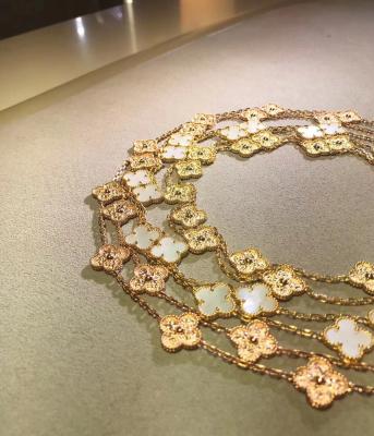 China 18K Yellow Gold Van Cleef And Arpels Alhambra Necklace 10 Motifs For Girlfriend for sale