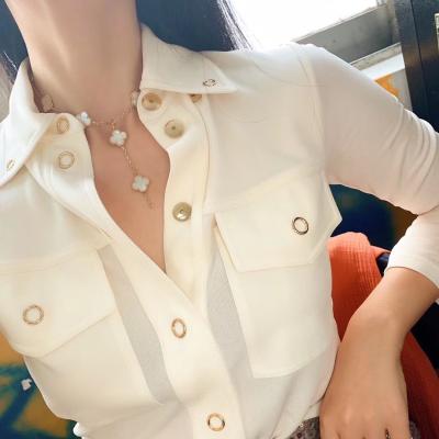 China la joyería del diseñador personalizó el oro Diamond Necklace With White Mother del vintage 18K de la perla en venta