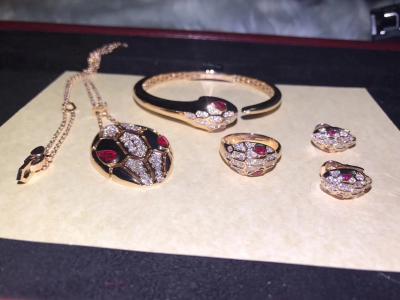 China 18K Rose Gold  Serpenti Bracelet With Rubellite Eyes / Diamond Head And Tails for sale