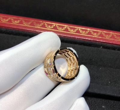 Κίνα Γοητευτικό δαχτυλίδι Serpenti εμπορικών σημάτων κοσμήματος πολυτέλειας δαχτυλιδιών ρουμπινιών και διαμαντιών 18K χρυσό προς πώληση