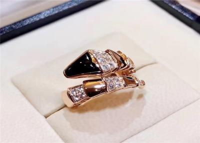 China Joyería hecha a mano  del diamante del oro 18K/anillo de la serpiente de  con ónix negro en venta