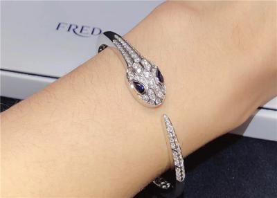 China Charming 18K Gold Diamond Jewelry , BVL Serpenti Bangle Bracelet With Blue Sapphire Eyes for sale