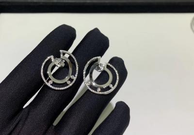 Chine Or blanc 0,80 carats CONTRE des bijoux de marque de concepteur de Diamond Hoop Earrings 2.4cm à vendre