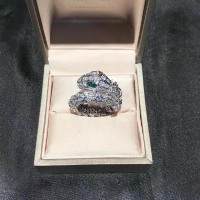 China 18k white gold diamond ring Diamond  Serpenti Ring 18k White Gold Emerald eyes for sale