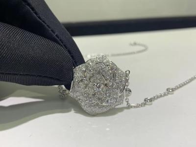 China Piaget 18k White Gold With 118 Diamonds 2.86ct Rose Pendant Necklace for sale