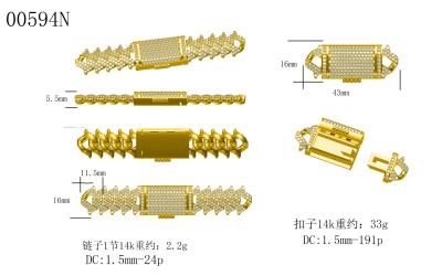 China S925 Moissanite Ice Cuban Chain 14k Gold Plated CAD Design for sale