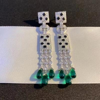 China Diamonds 18K Gold Earrings Jewelry PanthèRe De White Gold Emeralds Jade Onyx wholesale boutique jewelry for sale