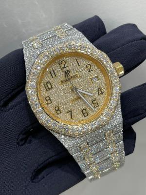 China Skeleton Men Lab Diamond Wrist Watch Swiss Moment Moissanite Studded Iced Out for sale