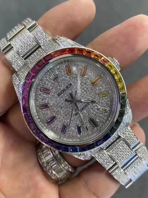 Chine 925 argentés glacés hors du laboratoire Diamond Dial Setting de finition d'or blanc de la montre 14K à vendre