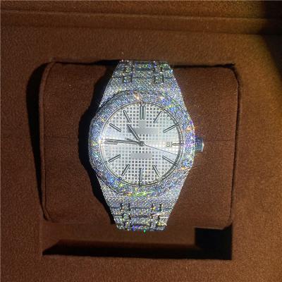 China Bust Down Watch Full Iced Out Diamond Watch Moissanite Diamond Wrist Watch for sale
