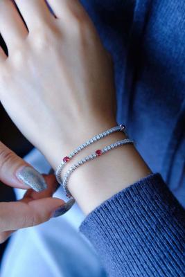 Chine 18K or rouge naturel Diamond Bracelet Tennis 7 po. de longueur pour des femmes à vendre