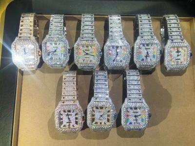 China Hip Hop Iced Out Lab Diamonds Large Dial Vvs Moissanite Watch for sale