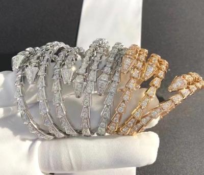 Cina Serpenti uno arrotola la banda elegante esile dell'oro bianco di Diamond Bracelet 2.86ct dell'oro 18K in vendita