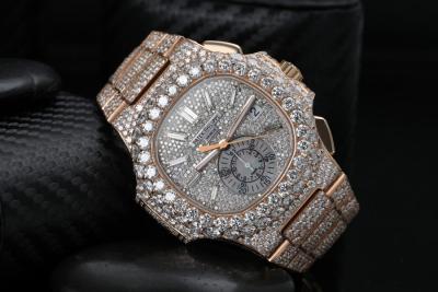 China Mechanical Diamond Luxury Hip Hop Watches Nautilus Rose Gold Iced Out Watch for sale