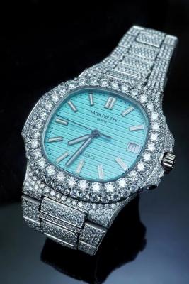 China Het Beslagen Horloge van Patekphilippe iced out moissanite watch DEF VVS Moissanite Te koop