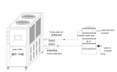 Chine 70.4kw Chick Poultry Hatchery Equipment Water hachant le réfrigérateur à vendre