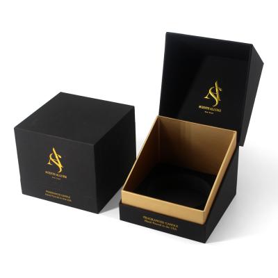 China Custom Black Candle Jars Lid And Base Packaging Boxes Bespoke Fancy Candle Accessories Box for sale