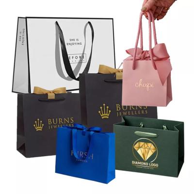 China Luxury Famous Brand Jewelry Gift Shopping Bag Custom Print Small Paper Bags With Your Own Log for sale
