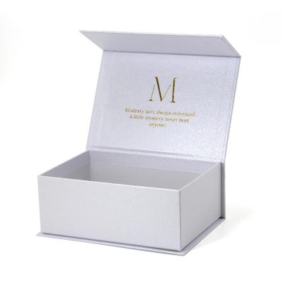 China Custom White Art Paper Hardcover Box With Gold Foil Logo for sale