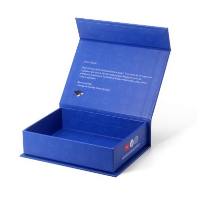 China Caja de regalo de cartón azul rígido en forma de libro personalizado con logotipo en venta