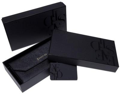 China Custom Luxury UV Logo Printed Men'S Gift Wallet Box Packaging for sale