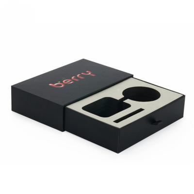 China Luxury Paper Gift Packing Box black color With Eva Insert And Velvet for sale