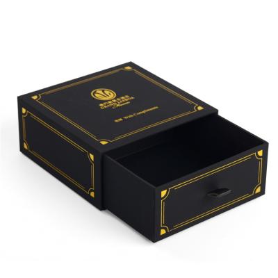China Black Paper Packaging Box / Rigid Gift Box With Foil Stamping Logo Brand for sale