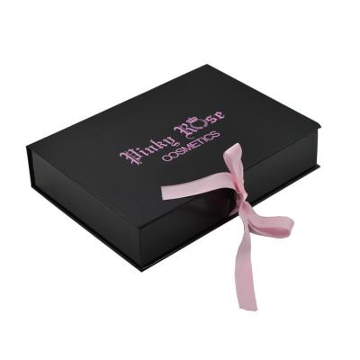 China Matt Black Color Paper Gift Box With Ribbon Bow Customized Design Printing for sale