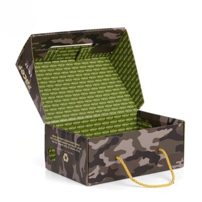 China Luxury Custom Printed Corrugated Shoe Boxes With PP Rope Handle for sale