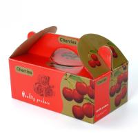 China Farbenreicher gewölbter Karton-Kasten/Kirschfrucht-Verpackenkästen mit Griff zu verkaufen