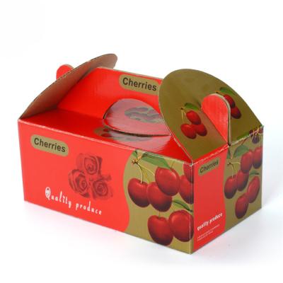 China Caja acanalada a todo color del cartón/cajas de empaquetado de la fruta de la cereza con la manija en venta