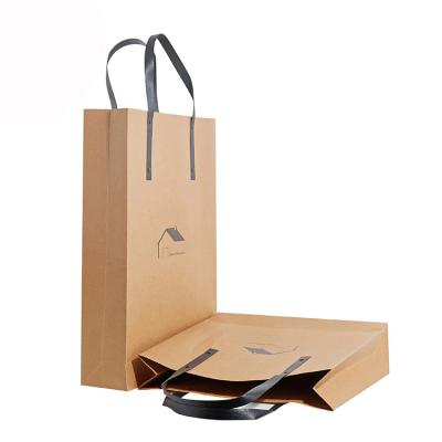 China Recyclable Custom Printed Kraft Paper Bags / Brown Kraft Bags With Handles for sale