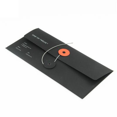 China Black Color Custom Paper Card Envelopes Printing With String Closure for sale