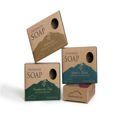 China Custom Printed Die Cut Soap Packaging Box With Recycled Brown Kraft Paper for sale