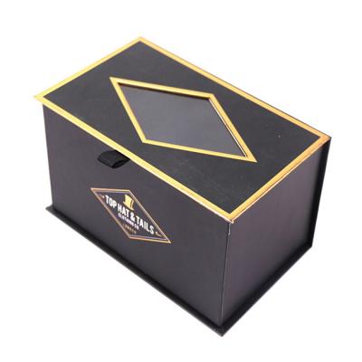 China Rectangle Ribbon Handle CMYK Magnetic Flap Gift Box for sale