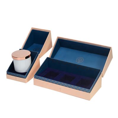 China Custom Luxury Pink Rigid Paper Candle Packaging Boxes With Insert for sale