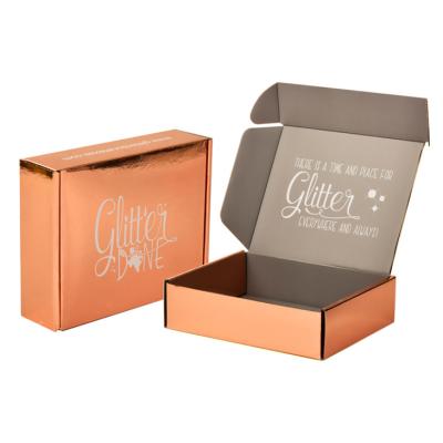 China Custom Paper Rose Gold Metalized Boxes Packaging Metallic Mailer Box for sale