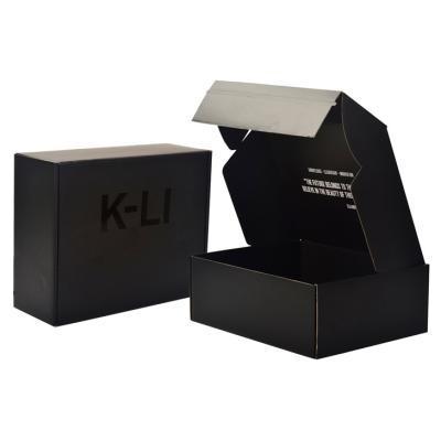 China Custom Black Tear Strip Cardboard Packaging Mailer Shipping Box for sale