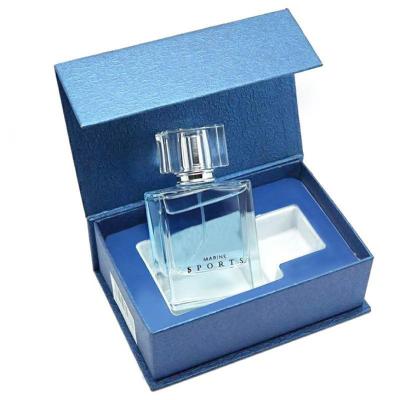 China Caixas de presente azuis luxuosas feitas sob encomenda da garrafa de perfume da água de Colônia com inserção à venda