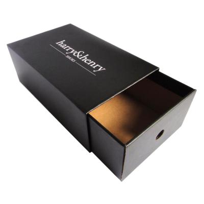 China Luxury Black White Pull Out Sliding Drawer Type Shoe Box Packaging With Custom Logo for sale